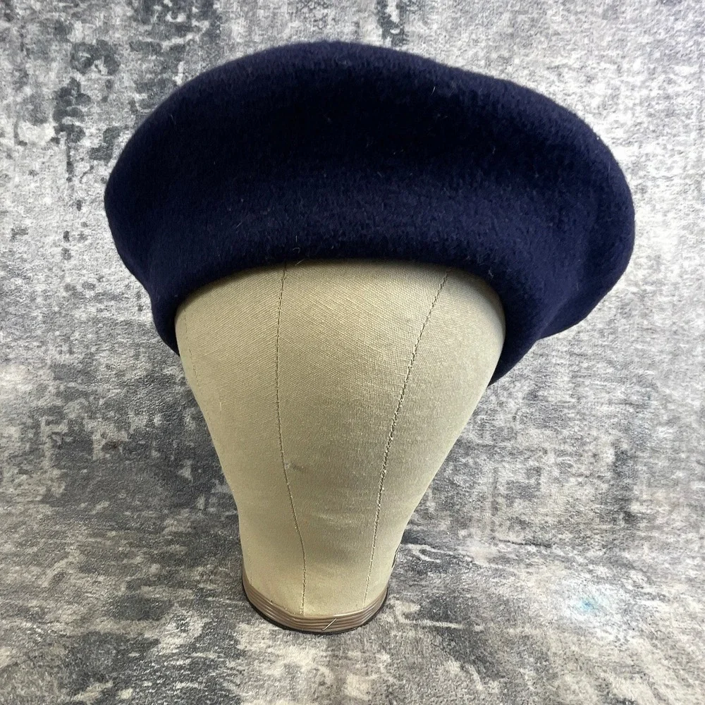 Vtg Beret Basque De Luxe Women OS Beret 1950s Wool Navy Blue French Artistic